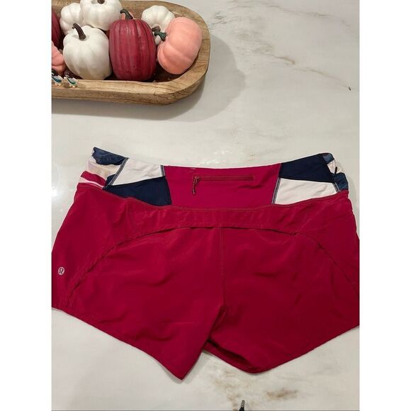 Lululemon Run Time Short 4 way stretch Red Quilt Lined Speed Up Tracker Hotty - Picture 3 of 7